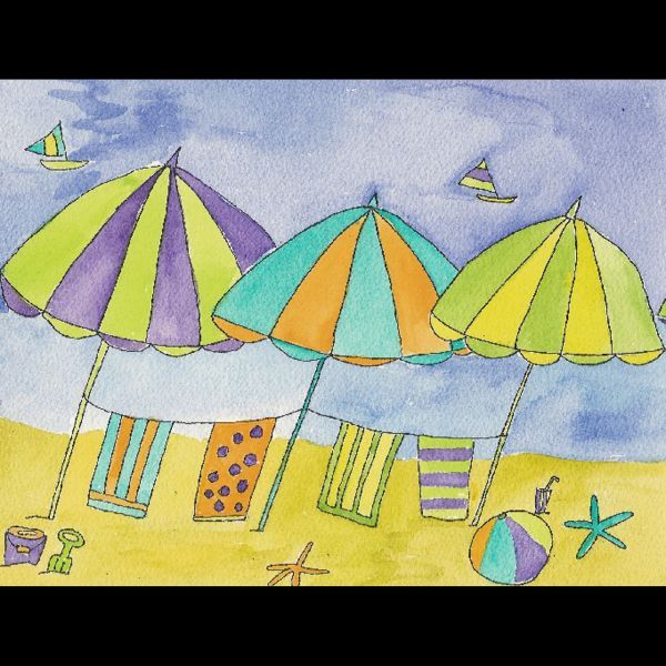 umbrellas with beach